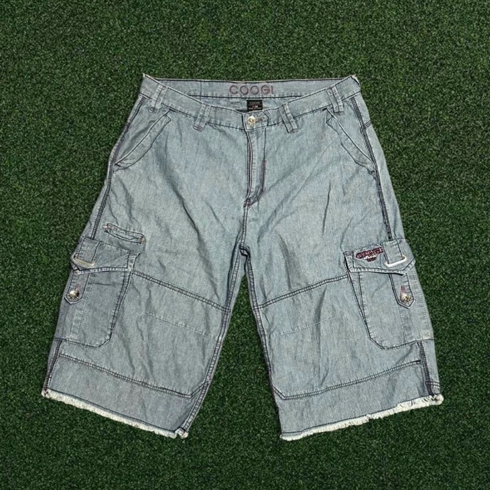 COOGI 100% Cotton Light Blue Long Jorts / Cargo Shorts for Men 38W